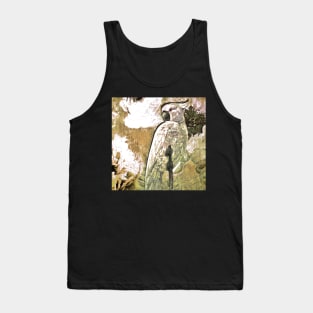 WHITE GREY COCKATOO, PARROT DECO POSTER, TROPICAL EXOTIC ART PRINT Tank Top